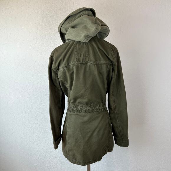 Vintage Y2K Hollister Army Jacket Hooded Bird Logo Utility Medium Bella Swan - Picture 6 of 15
